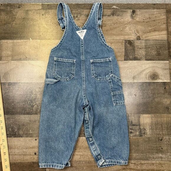 Vintage Osh Kosh Baby Bgosh Overalls Toddler Size 12 Months Blue Denim Vestbak - Picture 6 of 6